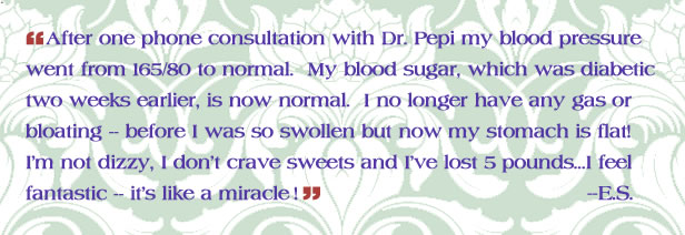 After one phone consultation with Dr. Pepi my blood pressure went to normal